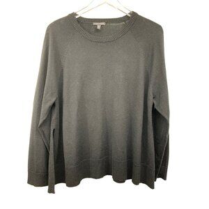 Eileen Fisher S/P Black Sweater Side Slits Italian Yarn Long Sleeve